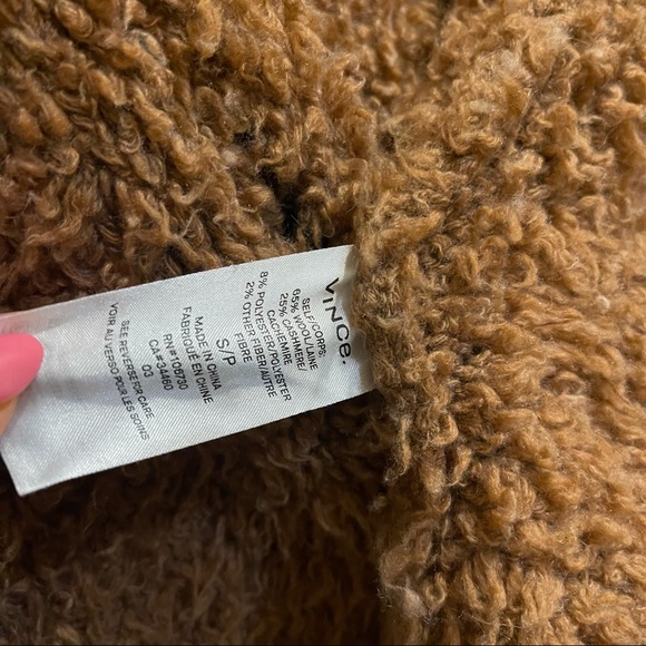 Vince Teddy Long Open-Front Cardigan Dark Camel - Picture 4 of 11